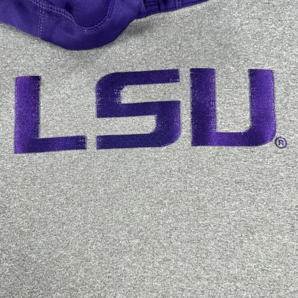 LSU Tigers Mens Sweatshirt Small Nike Gray Long Sleeve Therma Fit Hoodie SEC